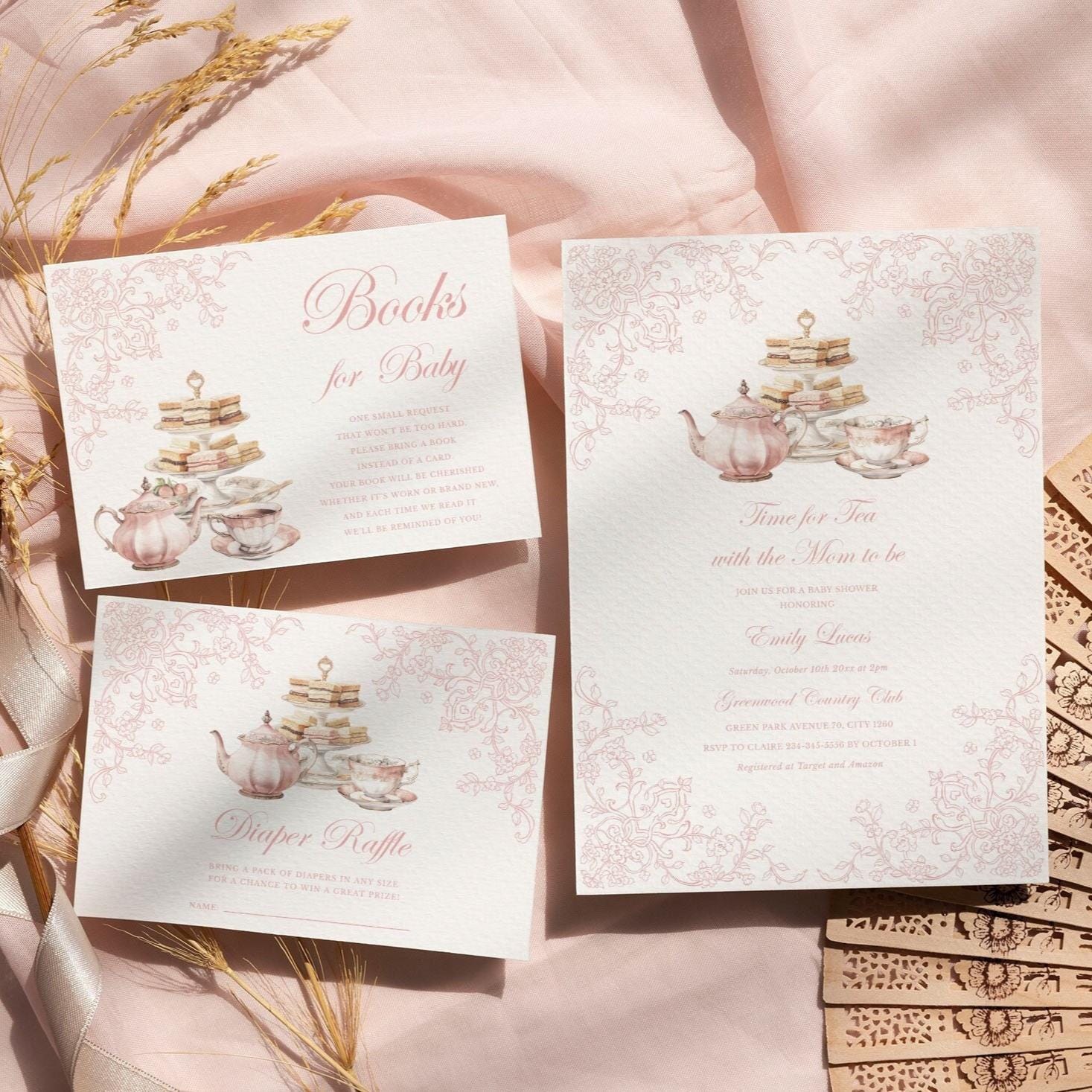 Pink Ta Pink Ta Party Baby Shower Invitation: Vintage Garden Toile Chinoiserie ...
