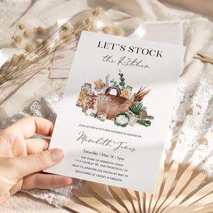Kitchen bridal shower invitation, stock the kitchen invite printable, Cooking class bridal shower invitation