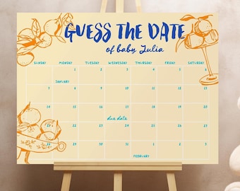 Calendario della gravidanza Ciao Baby Shower Due Date, tema Agrumi e Arance Dolce Vita (Scarica)