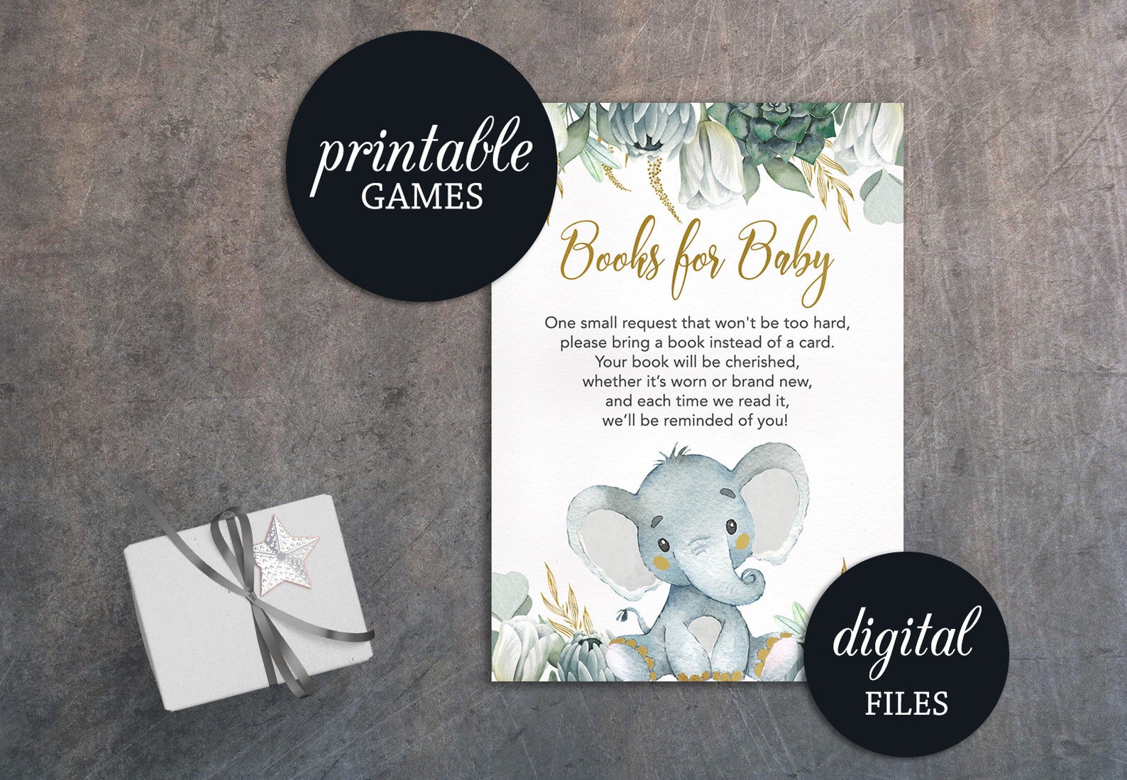 Elephant Diaper Raffle Card Printable Elephant Baby Shower | Etsy