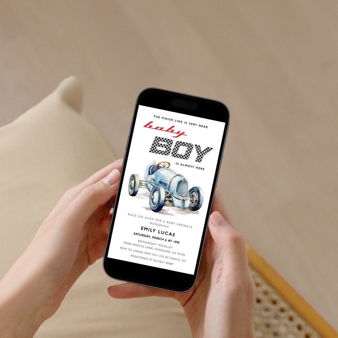 Race Car Baby Sprinkle Invitation Racing Car Text Sprinkle Invitation ...