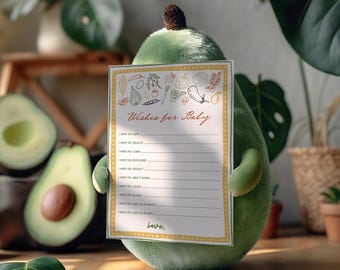 Locally grown baby shower Wishes card, Fruit veggies Farmers Market Theme, Download