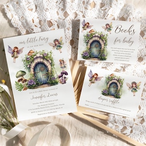 Fairy baby shower invitation Magical garden baby shower invite, Enchanted forest mushroom Fairytale Girl baby shower invite set