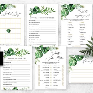 What did the groom say tropical bridal shower game Greenery bridal games palm leaf monstera bachelorette games printable image 3