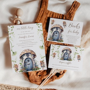 Fairy baby shower invitation girl baby shower invite Magical garden, Enchanted forest Mushroom
