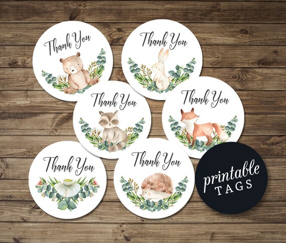 woodland thank you tags