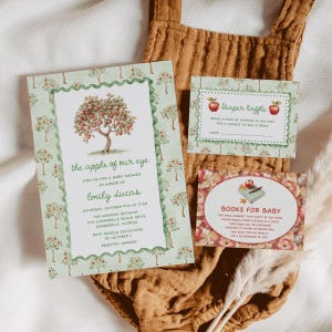 Apple Baby Shower Invitation Set, Gender Neutral Fall Apple of our eye theme