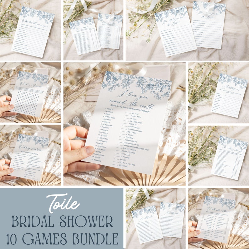 How Well Do You Know the Bride Dusty Blue Chinoiserie Bridal Shower