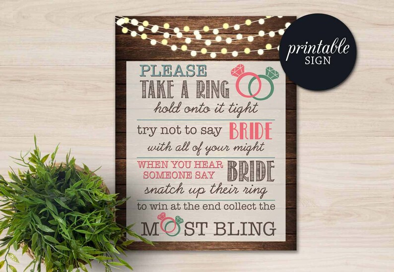 Dont say Bride Sign Rustic Bridal Shower Game Printable | Etsy