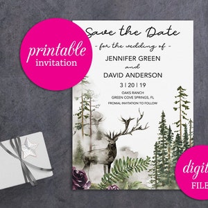 Forest Wedding Invitation Printable Winter Wedding Invite | Etsy