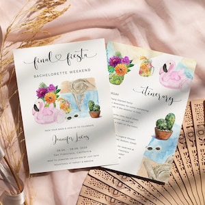 Final fiesta Bachelorette invitation Tropical bachelorette itinerary pool party bachelorette weekend invite