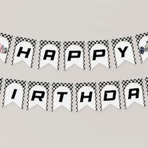 Pink race car birthday banner Girl fast one Happy Birthday banner Girl birthday decor Bunting flags Garland Two fast party decoration