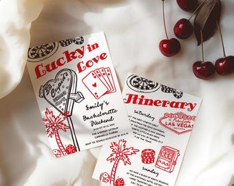 Las Vegas Bachelorette Party Invitation, Casino Weekend Itinerary Editable Girls Trip Template