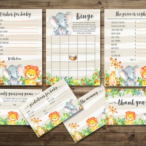 Jungle Diaper Raffle Card Safari Baby Shower Game Printable | Etsy