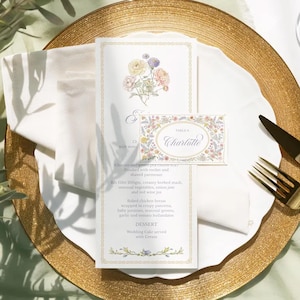 Floral Baptism invitation, Spring summer Christening invite, Vintage wildflower girl invite image 8