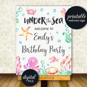 Under the sea Welcome sign PRINTABLE Under the sea birthday Party sign decor, sea creatures ocean baby shower welcome sign decoration