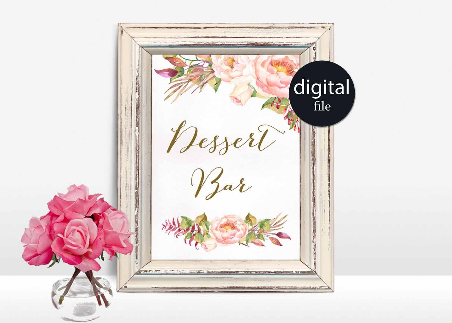 Printable Dessert Bar Sign Floral Wedding Dessert Table Sign | Etsy