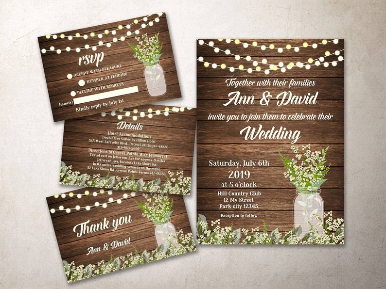 Rustic Marriage ceremony Invitation preset Printable Barn Wedding day Invitation, Child Breath Mason Jar Wedding ceremony Invite, Printable Wedding day Invitation Suite image regarding Etsy Wedding Invitations Printable identified as Rustic Marriage Invitation established Printable Barn Wedding day Invitation, Child Breath Mason Jar Marriage ceremony Invite, Printable Wedding ceremony Invitation Suite