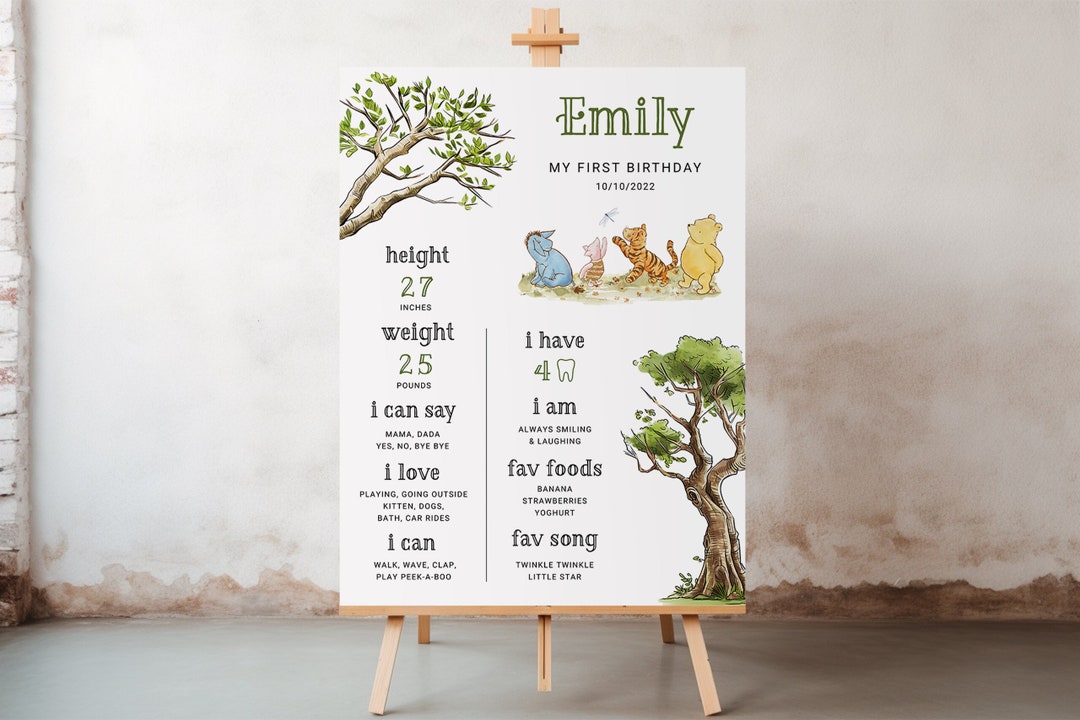 Winnie the Pooh 1st Birthday Milestone Board Neutral Girl Boy - Etsy