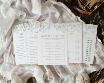 Sage Green Bridal Shower Games Bundle: Vintage Floral Toile Chinoiserie Theme (Digital Download)