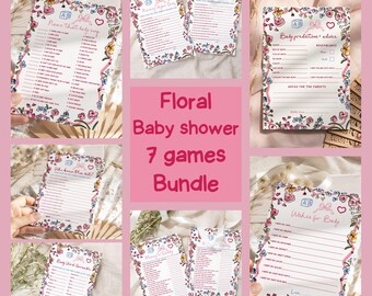 Floral Baby Shower Games Bundle, Wildflower Design (Digital Download)