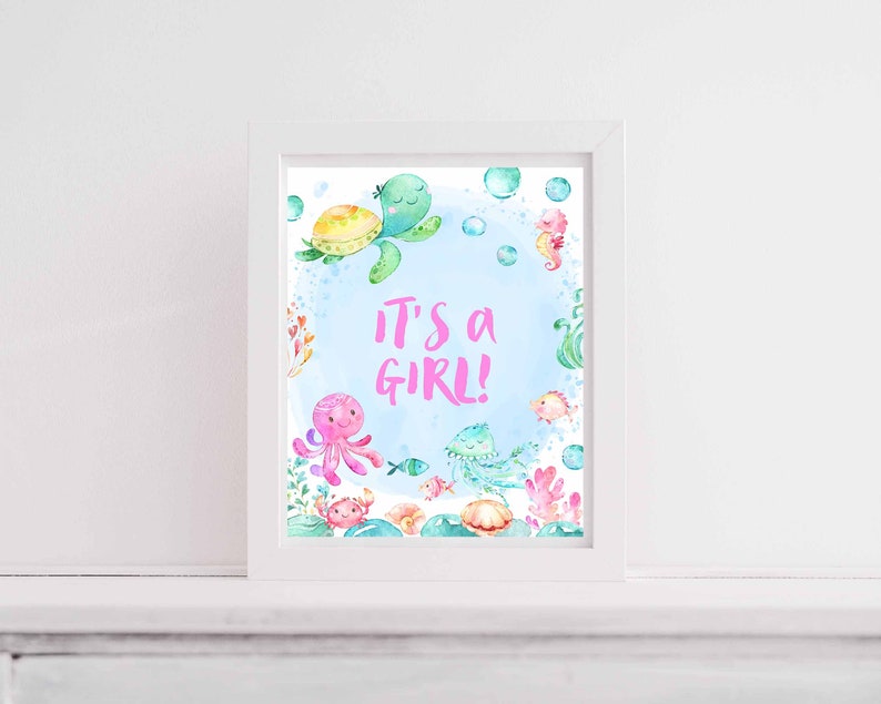 Mermaid Banner It's a Girl Banner Printable Mermaid Baby | Etsy