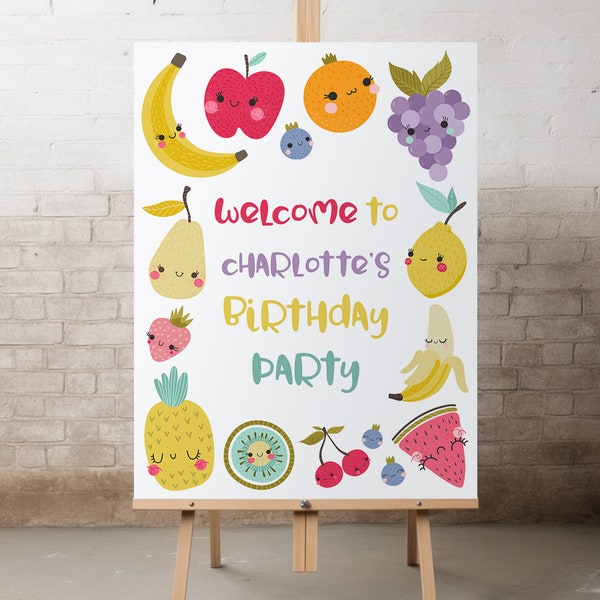 Tutti frutti birthday welcome sign, Girl Fruit birthday party decoration, Two-tti fruit party decor, fruit 1st birthday Frutti welcome sign