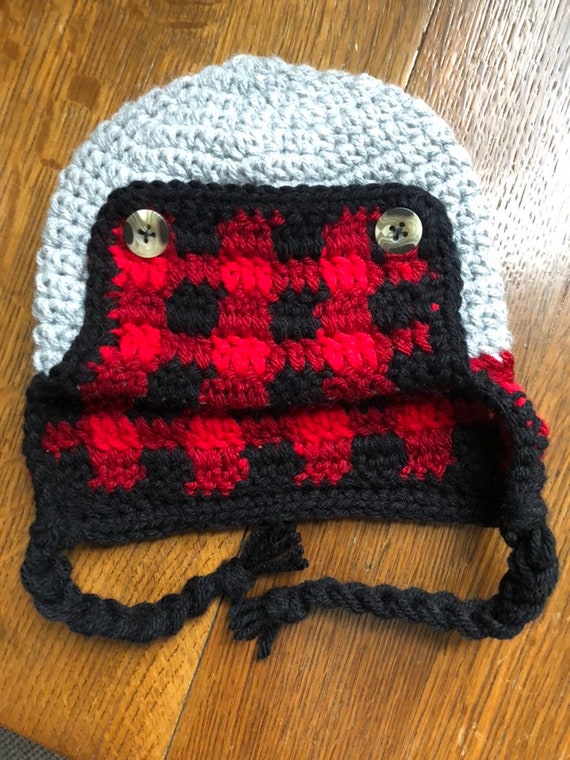 baby plaid trapper hat