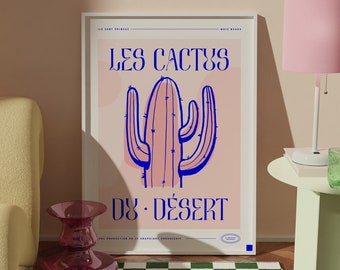 saguaro art cacti poster succulent decor illustration printable plant poster aesthetic wall art cute desert decor housewarming gift girlie