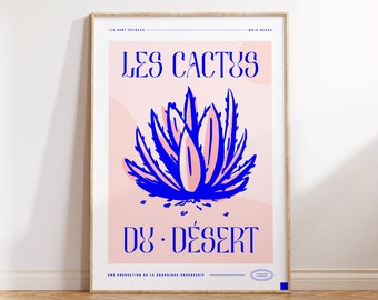 arte de cactus cartel de agave arte de pared de cactus decoración de plantas del desierto regalo de amante de las plantas estética imprimible rosa habitación descargable lindo rosa imprimir casa