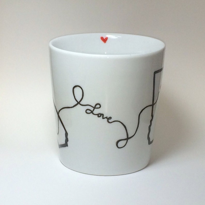 Hand-painted State Love Mug Long Distance Relationships, Friendships, Family image 1