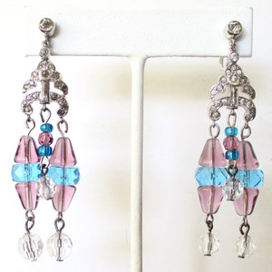 Pair of Screw Back Crystal & Rhodium Plated Earrings from the 1920's image 1