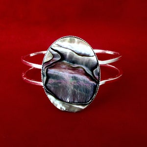 Vintage Abalone/Paua-skal i rostfritt stål med fjäderhängande armband/Shabby Chic/Boho/Hippie