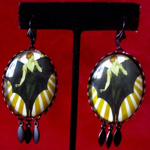 Pair of Art-Deco 3-Inch Earrings/Boho/Steampunk image 1