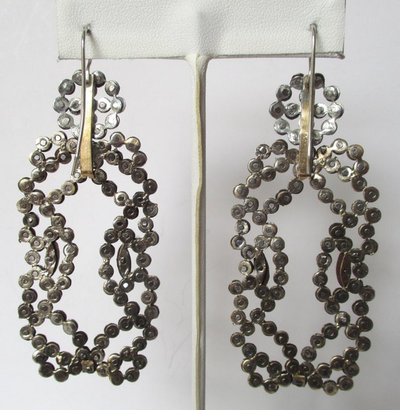 Pair of Large Antique 3.25-Inch Cut Steel Earrings - image 5
