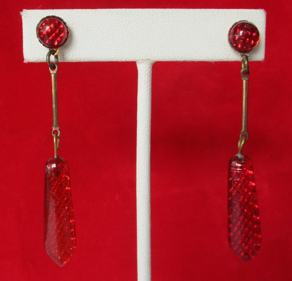 Pair of Art-Deco Vauxhall Glass Earrings - image 1