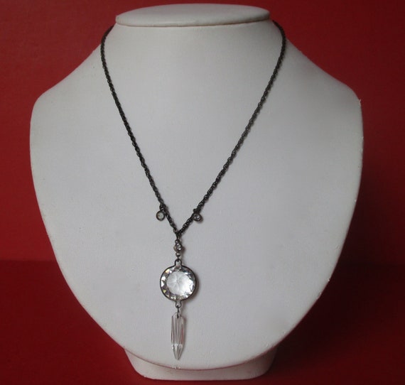 Vintage Crystal Pendant With Chain - image 3