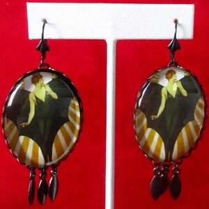 Pair of Art-Deco 3-Inch Earrings/Boho/Steampunk image 2