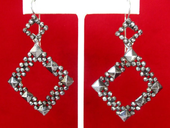 Pair of  2  3/4-Inch Cut Steel  Earrings  from the 1920's