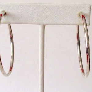 Pair of Vintage 1 3/4-Inch  Sterling Silver Skinny Hoop Earrings