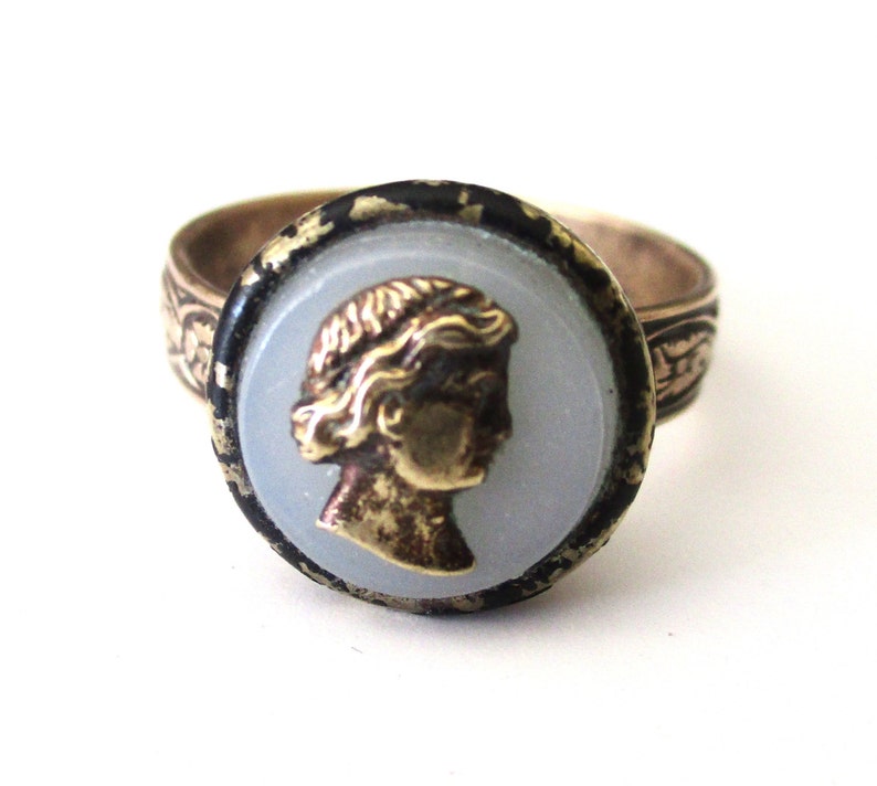 Antique Adjustable Button Ring image 1