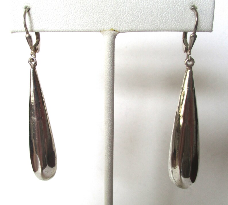 Pair of Vintage Sterling Silver Teardrop Earrings