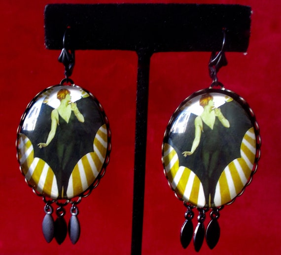 Pair of Art-Deco 3-Inch Earrings/Boho/Steampunk