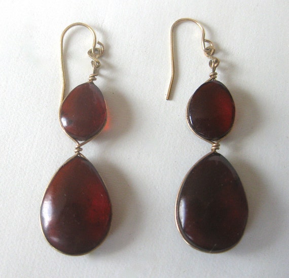 Pair of Amber & Brass Earrings/Earrings - image 4