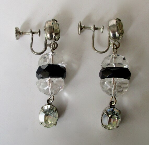 Pair of Vintage Crystal Screw-Back Earrings - image 4