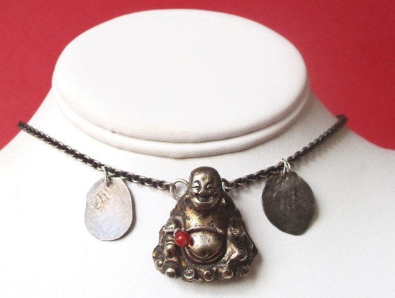 Antique Chinese Silver Necklace/Boho/Hippie - image 1