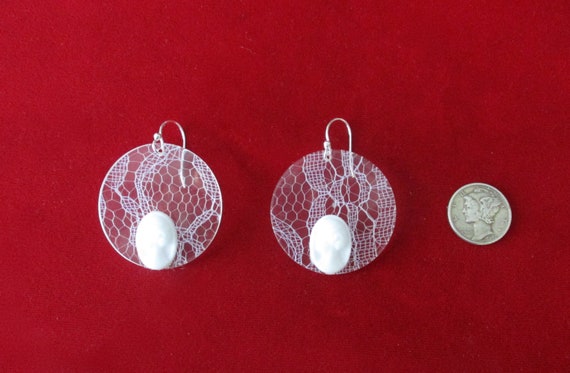 Pair of Vintage Lucite Lace Cameo Earrings