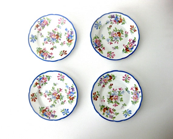 Set of (4)  Antique Hand-Painted Desert Plates by Dresden