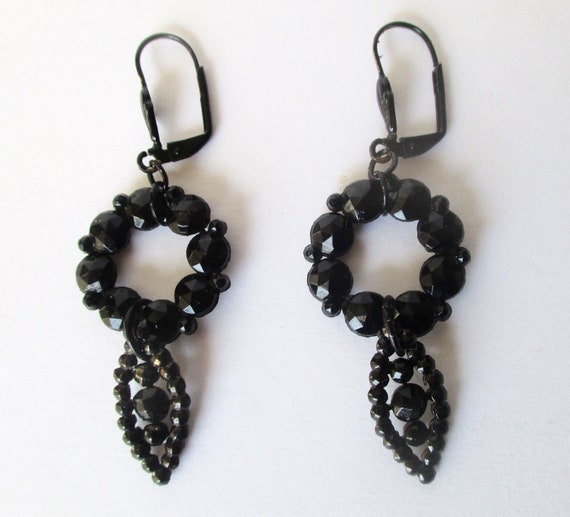 Pair of Antique Victorian French Jet Earrings/Boh… - image 2