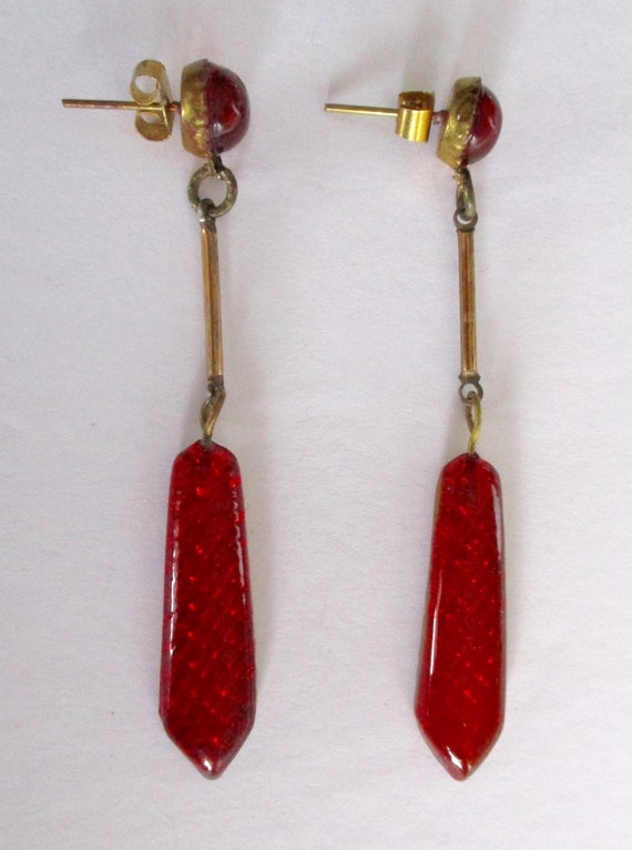 Pair of Art-Deco Vauxhall Glass Earrings - image 4